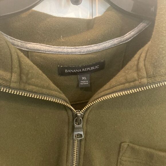 Banana republic Lux jersey half zip long sleeve olive green sweater XL - Picture 3 of 6